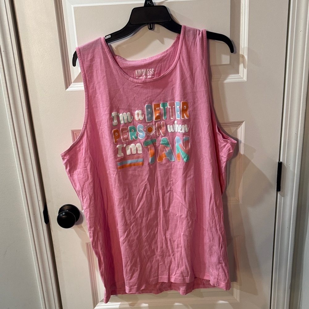 Jadelynn Brooke Pink Graphic Tank Top XL